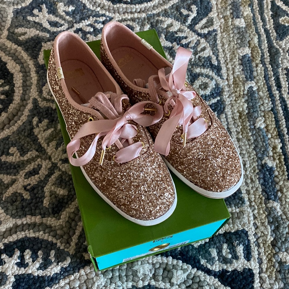Keds Kate Spade Rose Gold Glitter 7 NIB
